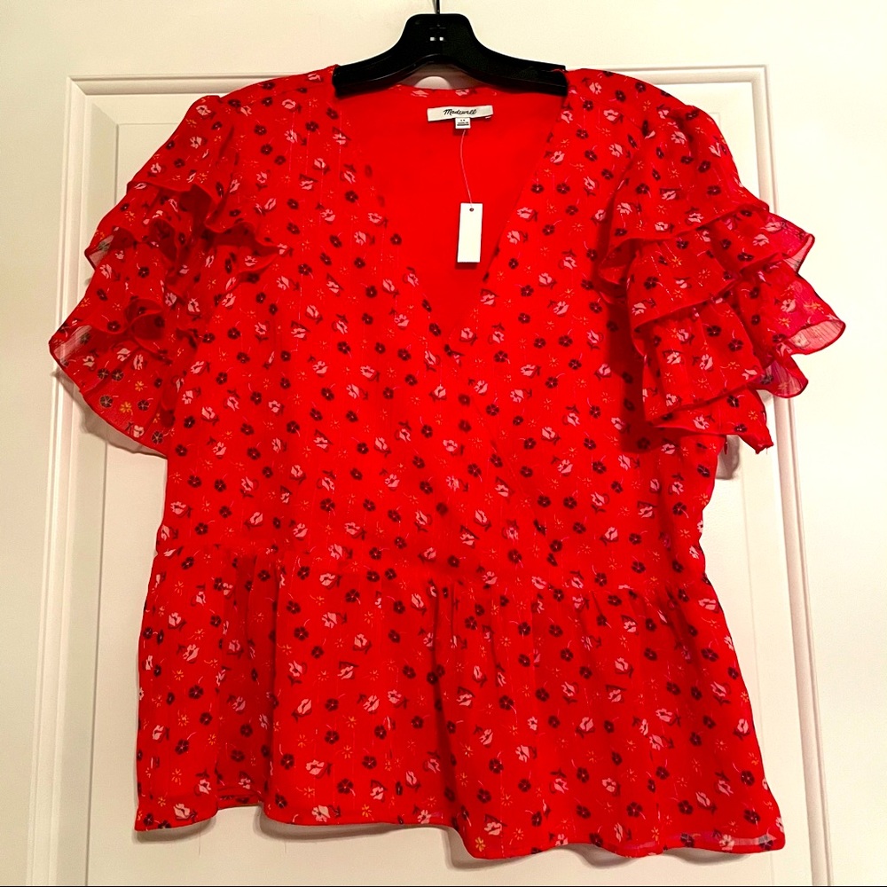 NWT Madewell Floral Peplum Top